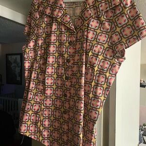 New (never worn) Laura Byrnes/Pinup Girl Pink and Tan Ridley top Size L